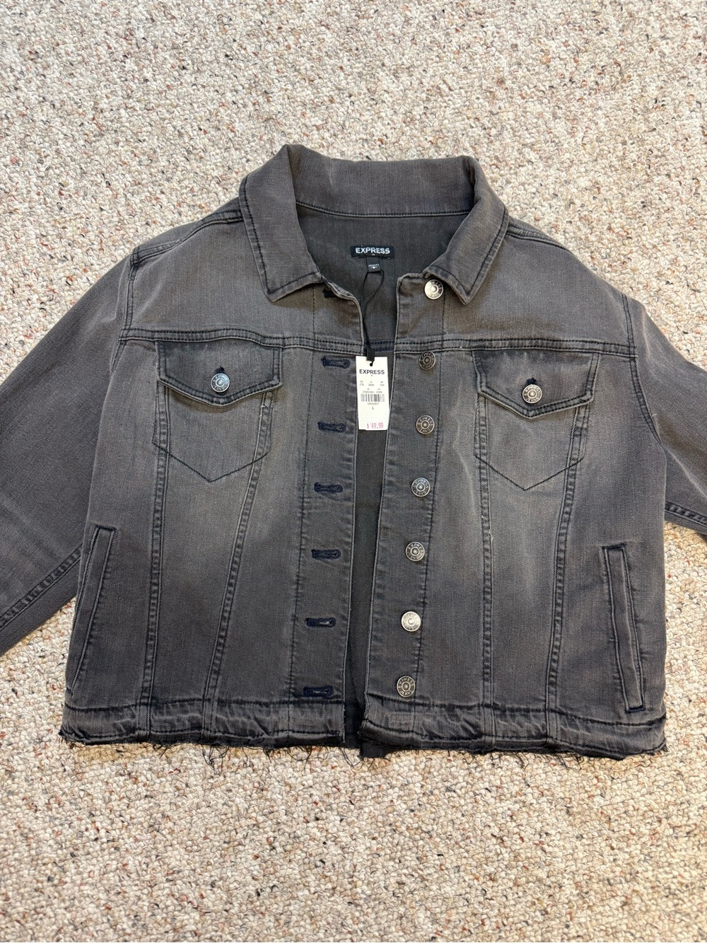 Express Women's Charcoal Gray Denim Jacket